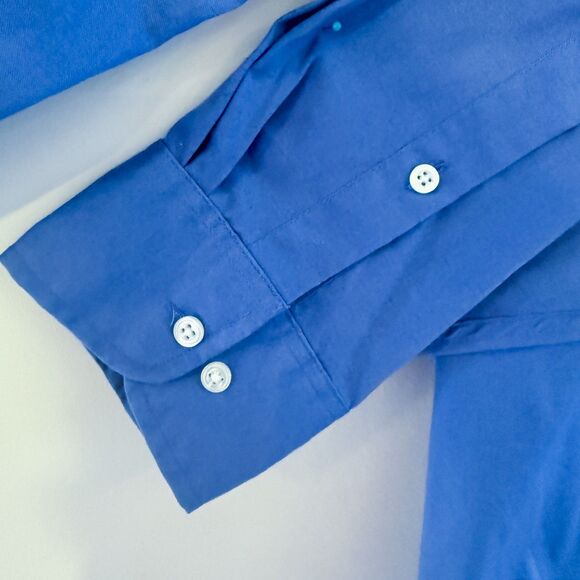 Van Heusen Mens Collared Button Down Long- Sleeve Shirt Blue Large - 16 34/35 - Picture 7 of 11